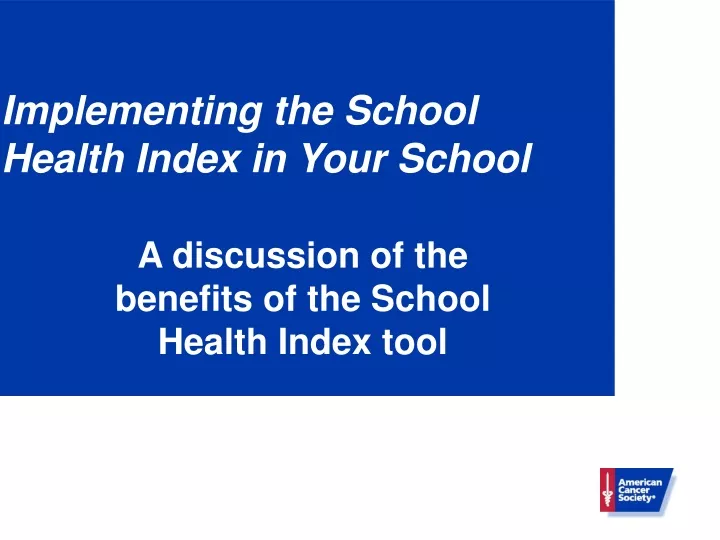 implementing the school health index in your