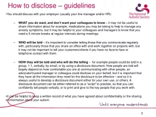 How to disclose – guidelines