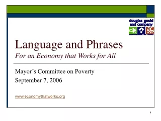 Language and Phrases For an Economy that Works for All
