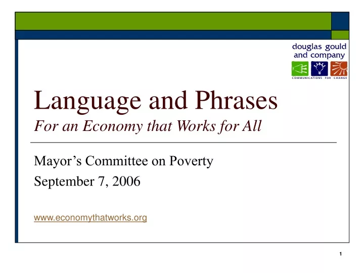 language and phrases for an economy that works for all