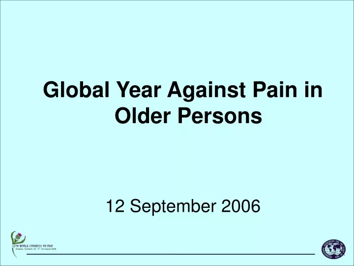 global year against pain in older persons