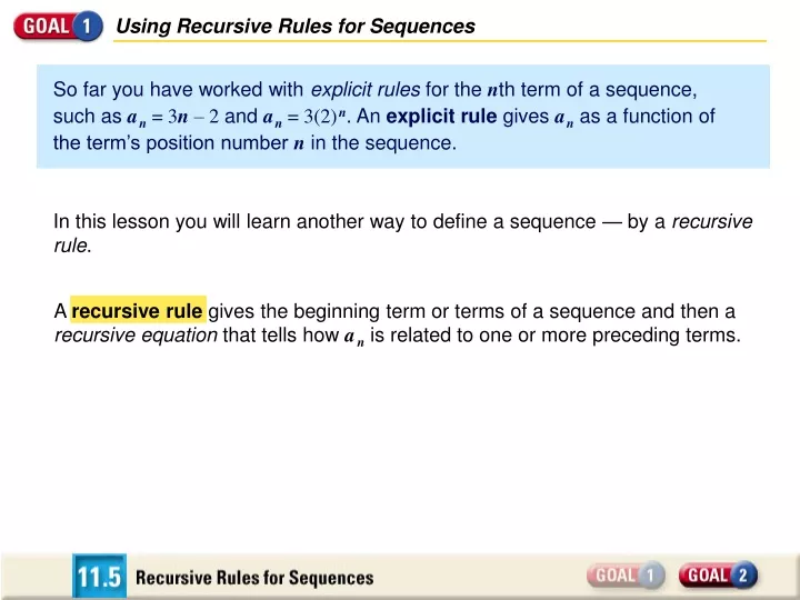 using recursive rules for sequences