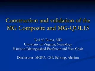 Construction and validation of the MG Composite and MG- QOL15