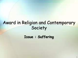 Award in Religion and Contemporary Society