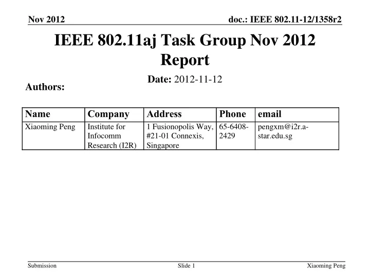 ieee 802 11aj task group nov 2012 report