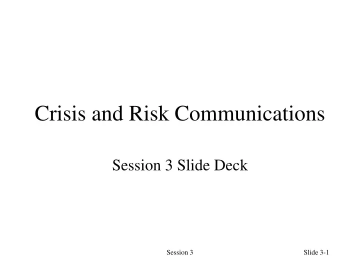 crisis and risk communications