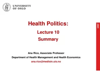 health politics lecture 10 summary