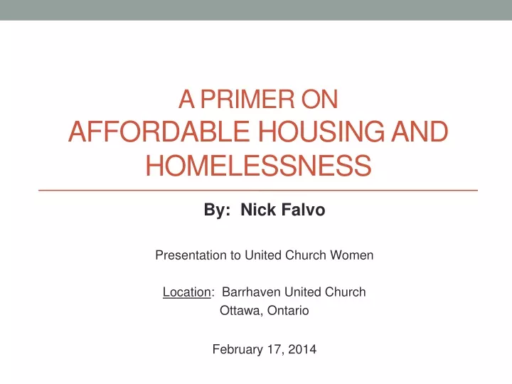 a primer on affordable housing and homelessness