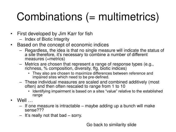 combinations multimetrics