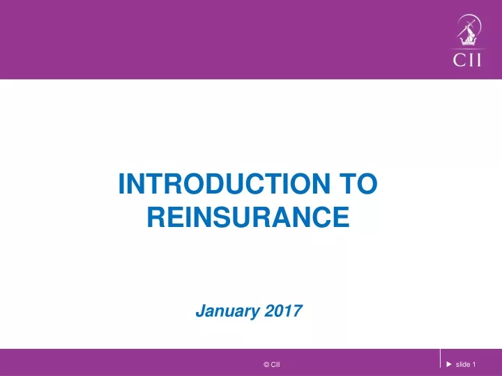 introduction to reinsurance january 2017