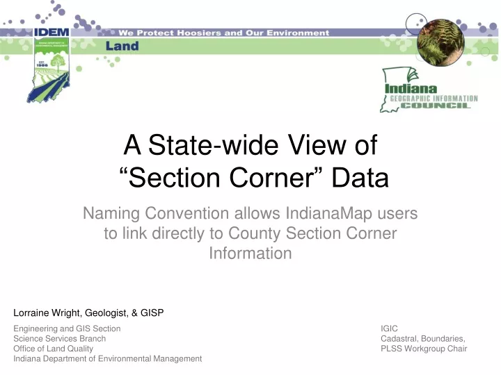a state wide view of section corner data