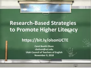 Research-Based Strategies to Promote Higher Literacy