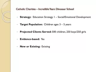Catholic Charities – Incredible Years Dinosaur School