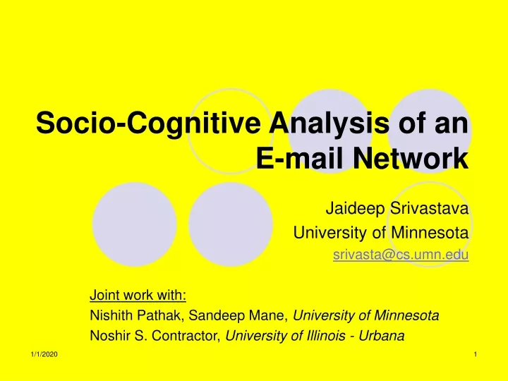 socio cognitive analysis of an e mail network