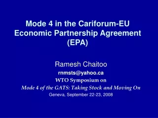 Mode 4 in the Cariforum-EU  Economic Partnership Agreement (EPA)