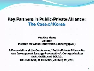 Yoo Soo  Hong Director Institute for Global Innovation Economy (IGIE)