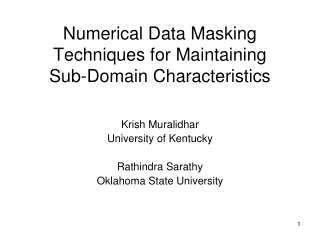 Numerical Data Masking Techniques for Maintaining  Sub-Domain Characteristics