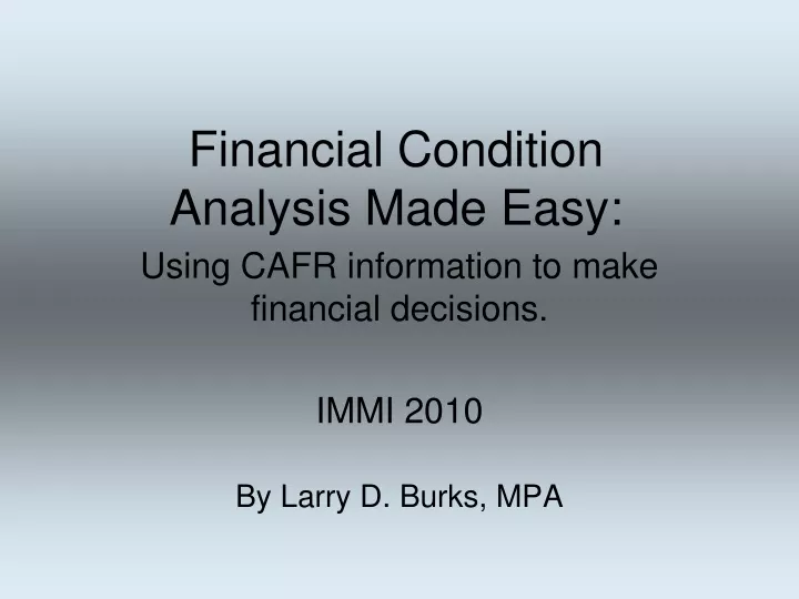 financial condition analysis made easy