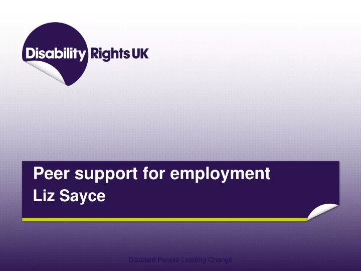 peer support for employment