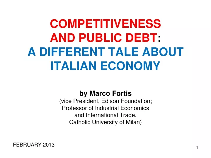 competitiveness and public debt a different tale about italian economy