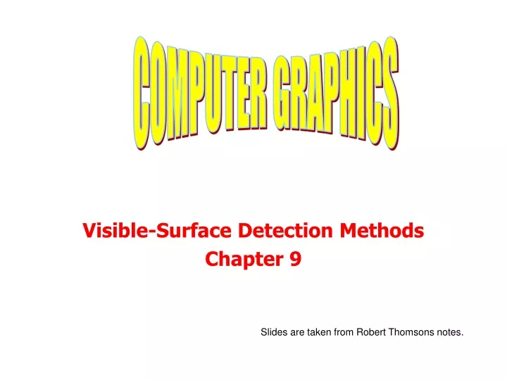 visible surface detection methods chapter 9