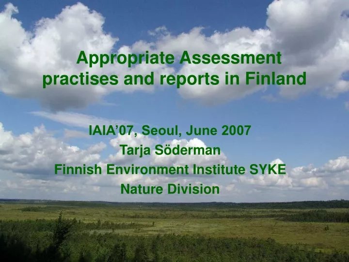 appropriate assessment practises and reports in finland