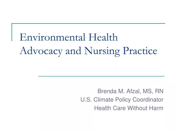 environmental health advocacy and nursing practice