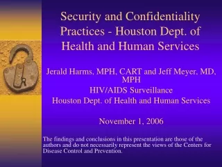 Security and Confidentiality Practices - Houston Dept. of Health and Human Services