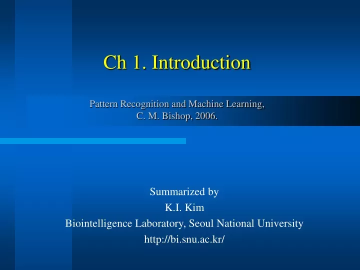 ch 1 introduction pattern recognition and machine learning c m bishop 2006
