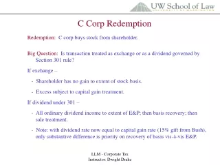 C Corp Redemption