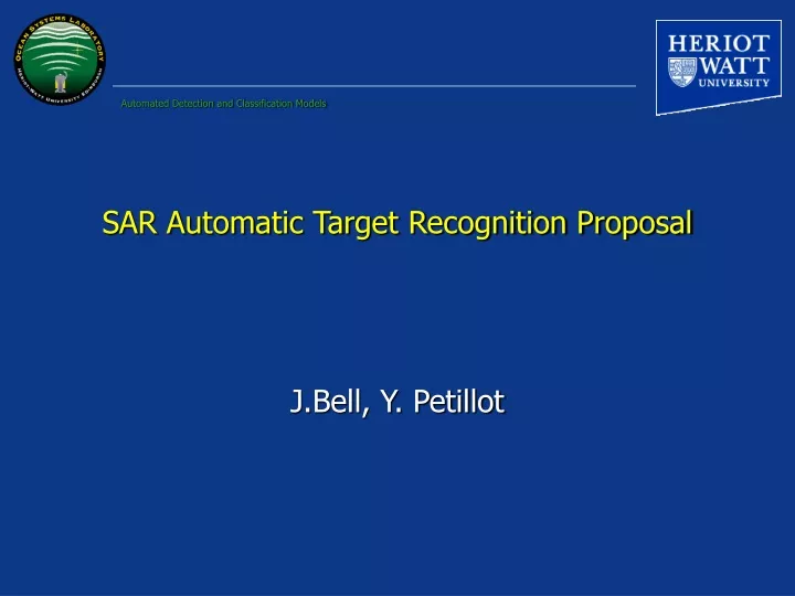 sar automatic target recognition proposal