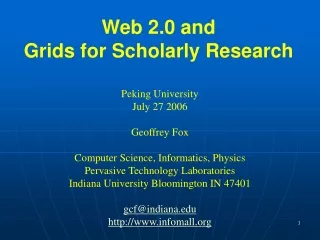 Web 2.0 and Grids for Scholarly Research