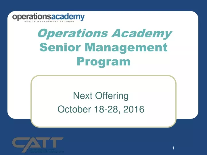operations academy senior management program