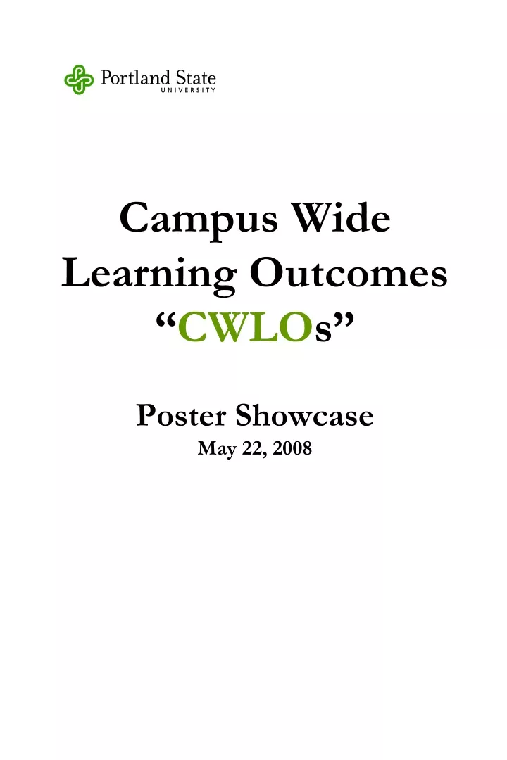 campus wide learning outcomes cwlo s poster showcase may 22 2008