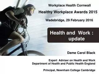 Workplace Health Cornwall Healthy Workplace Awards 2015