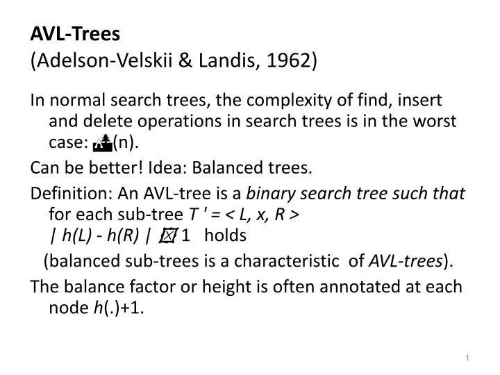 avl trees adelson velskii landis 1962