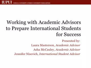 Working with Academic Advisors to Prepare International Students for Success