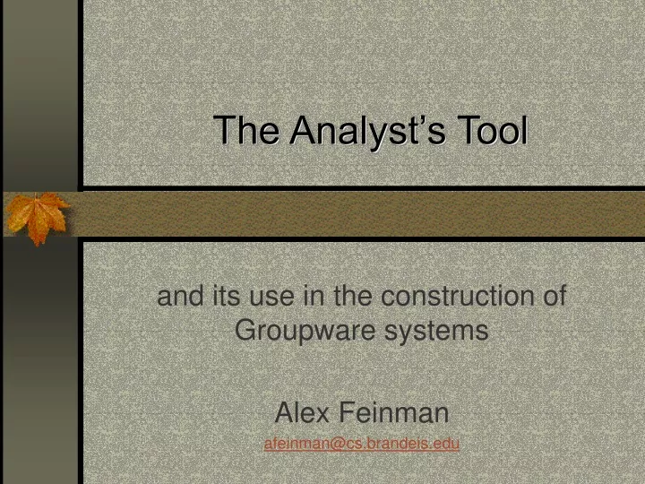 the analyst s tool