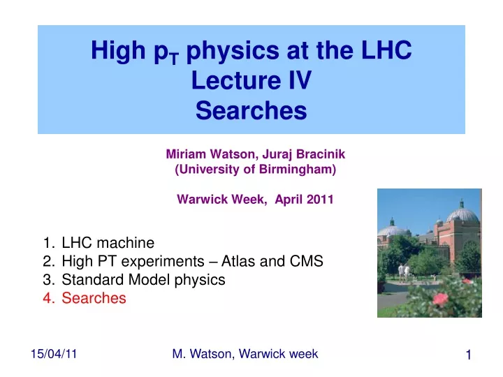 high p t physics at the lhc lecture iv searches