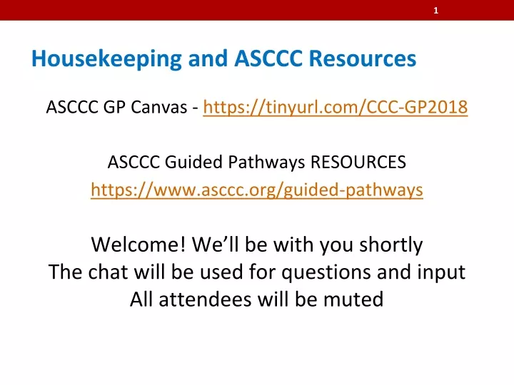 housekeeping and asccc resources