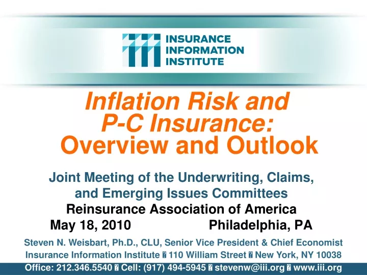 inflation risk and p c insurance overview and outlook
