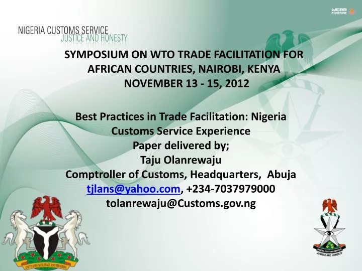 symposium on wto trade facilitation for african