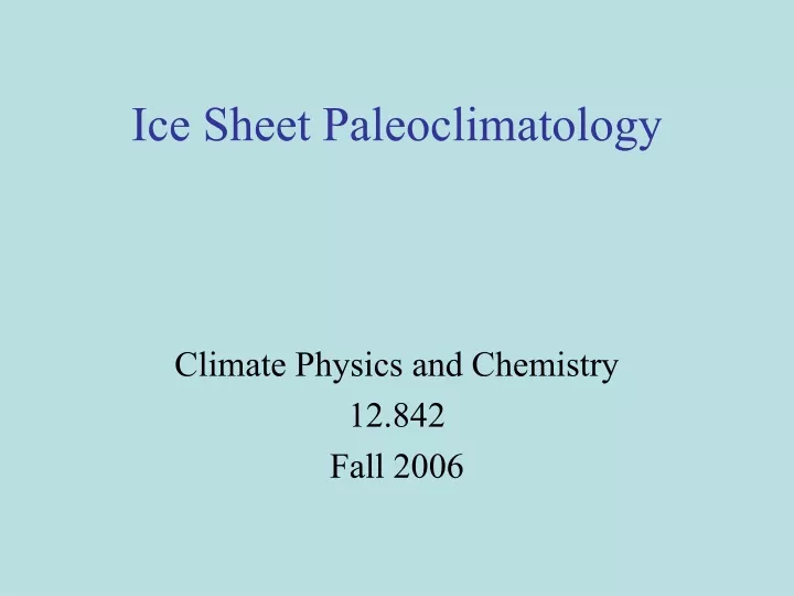 ice sheet paleoclimatology