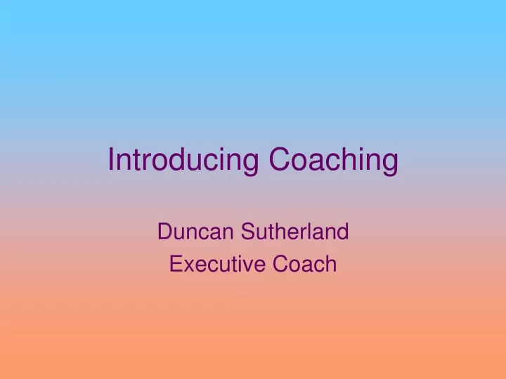 introducing coaching
