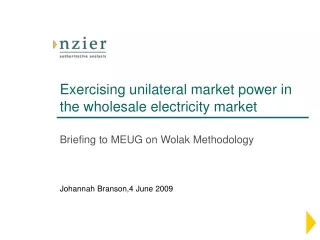 Exercising unilateral market power in the wholesale electricity market