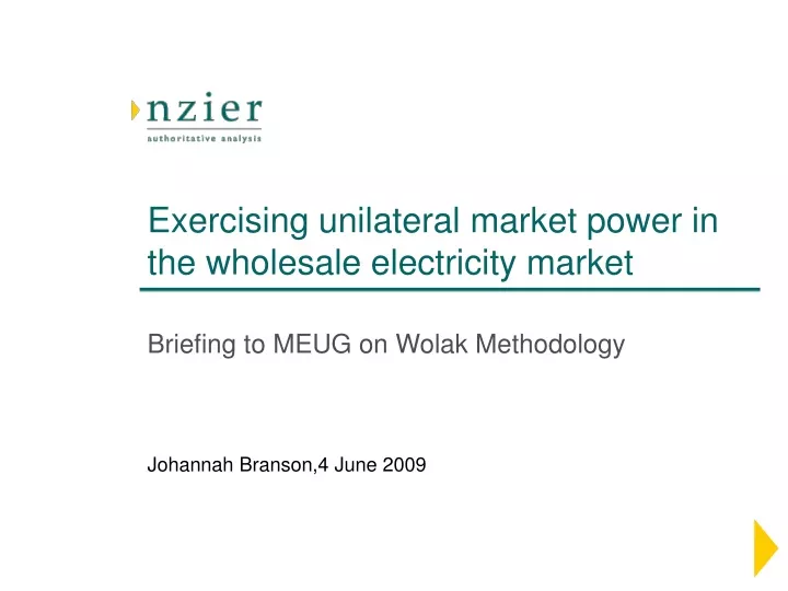 exercising unilateral market power in the wholesale electricity market