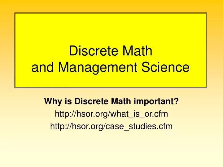 discrete math and management science