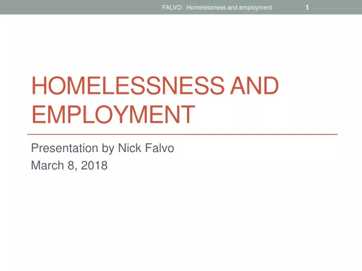 homelessness and employment
