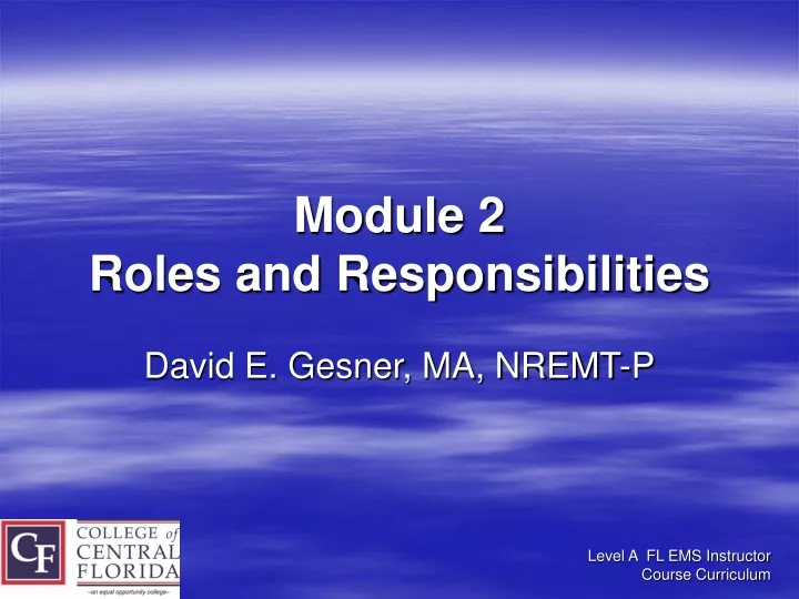 module 2 roles and responsibilities
