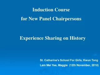 Induction Course  for New Panel Chairpersons